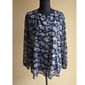 Gibson - Nordstrom Navy Floral Blouse | Effortless Chic